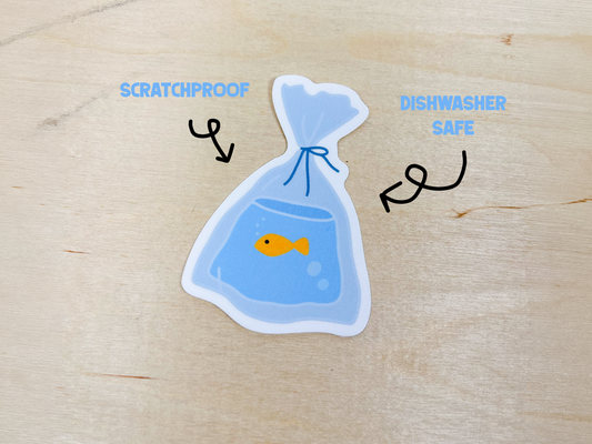 Goldfish in a Bag Sticker | Aquarium Vinyl Decal
