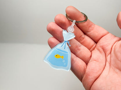 Goldfish in a Bag Acrylic Keychain | Novelty Aquarium Charm