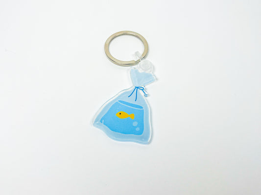 Goldfish in a Bag Acrylic Keychain | Novelty Aquarium Charm