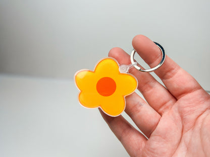 Tangerine Flower Keychain | Floral Charm | Original Design Bag Charm | Lightweight Accessory | Botanical Gift