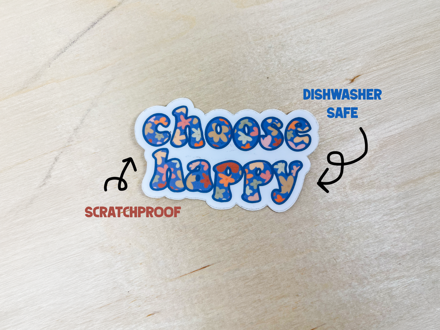 Choose Happy Vinyl Sticker | Motivational Laptop Decal