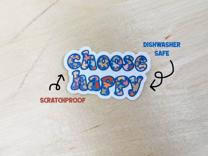 Choose Happy Vinyl Sticker | Motivational Laptop Decal