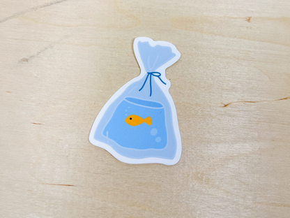 Goldfish in a Bag Sticker | Aquarium Vinyl Decal
