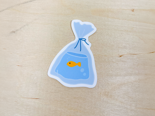 Goldfish in a Bag Sticker | Aquarium Vinyl Decal