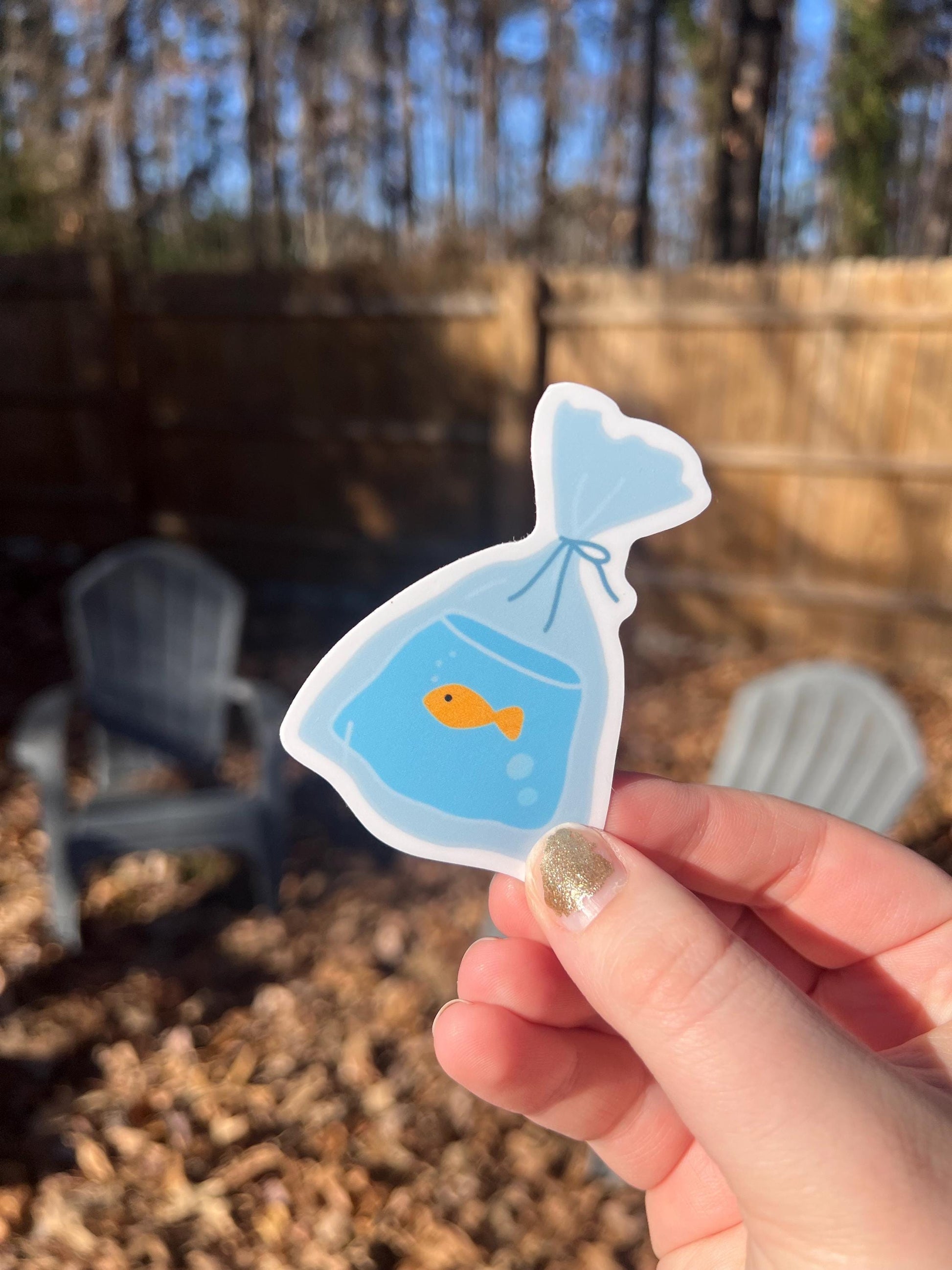 Goldfish in a Bag Sticker | Aquarium Vinyl Decal