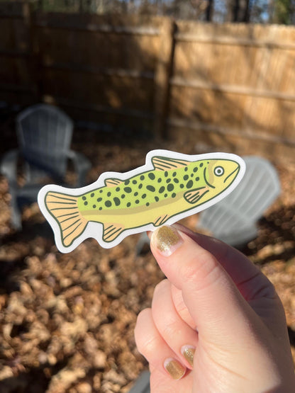 Brown Trout Vinyl Sticker | Fishing Waterproof Decal | For Outdoors Laptop & Water Bottle | Wildlife Sticker