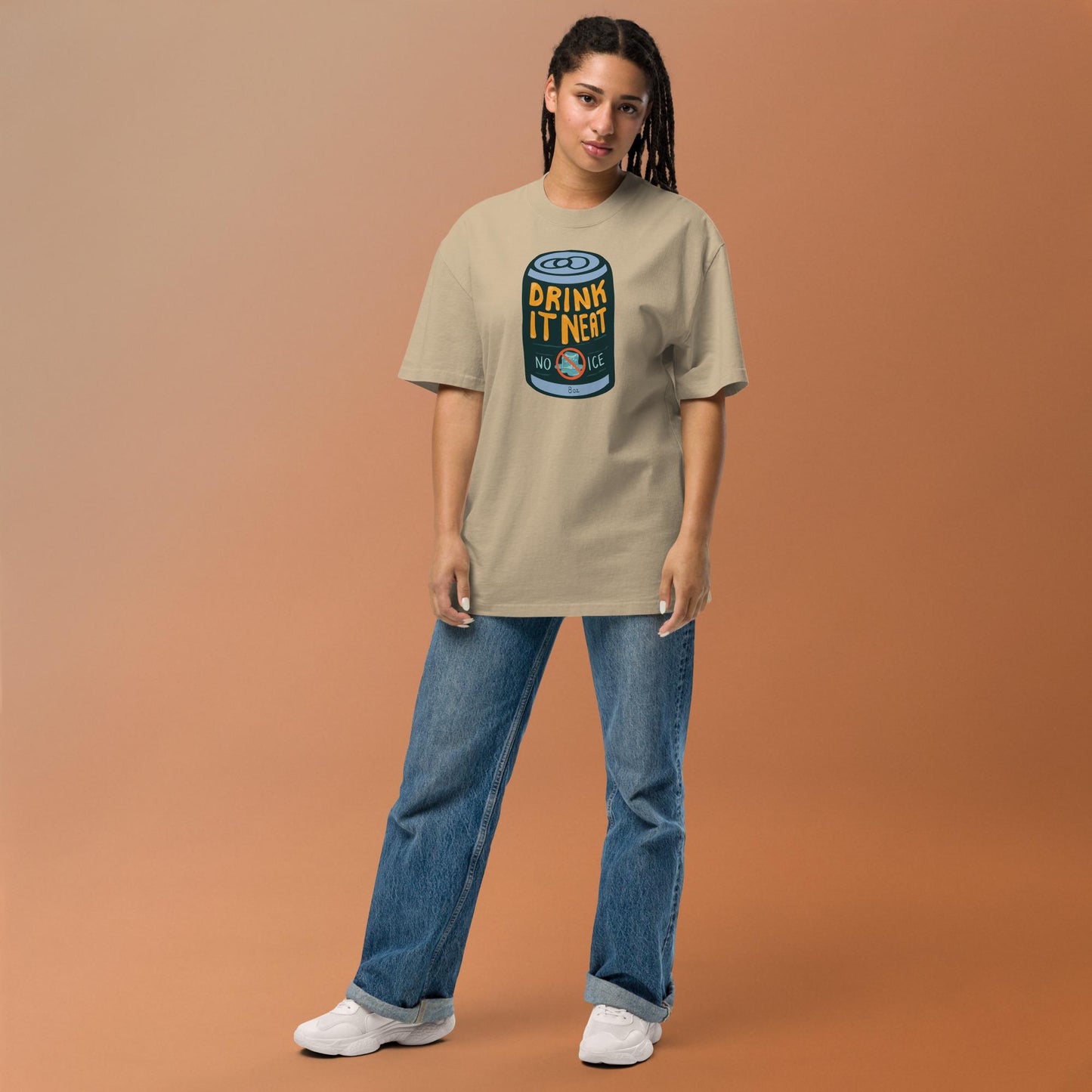 Drink It Neat (No Ice) Oversized faded t-shirt