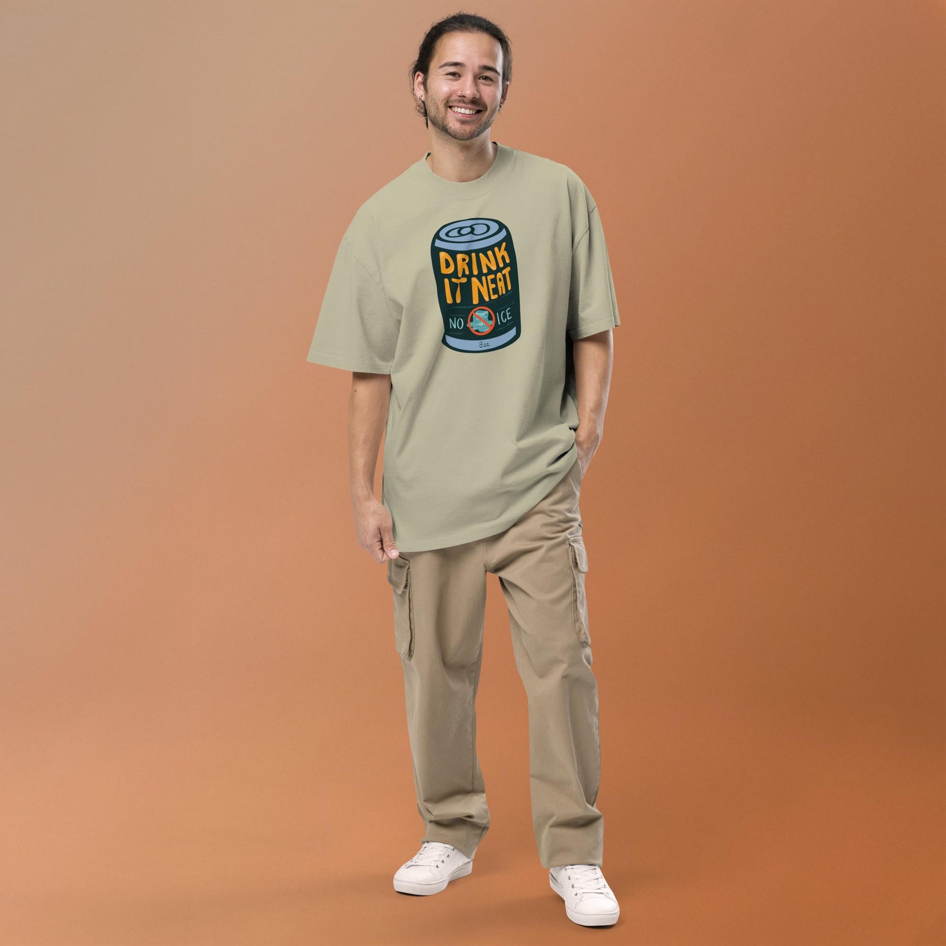 Drink It Neat (No Ice) Oversized faded t-shirt
