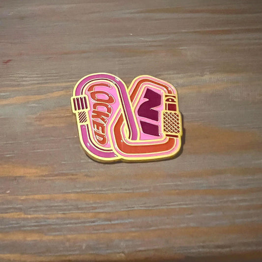 Locked In Soft Enamel Pin | Gold Lesbian Pride Pin