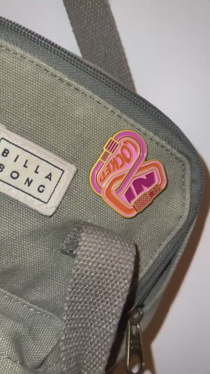 Locked In Soft Enamel Pin | Gold Lesbian Pride Pin