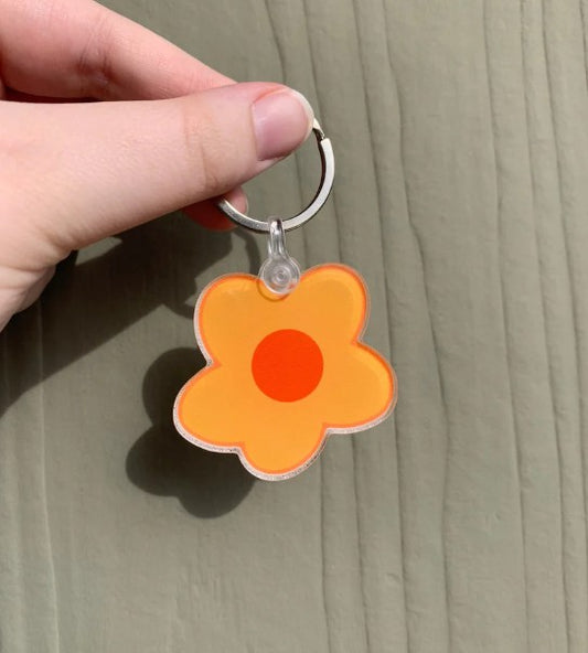 Tangerine Flower Keychain | Floral Charm | Original Design Bag Charm | Lightweight Accessory | Botanical Gift