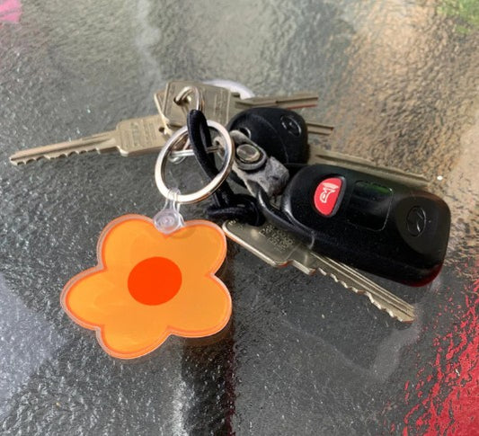 Tangerine Flower Keychain | Floral Charm | Original Design Bag Charm | Lightweight Accessory | Botanical Gift